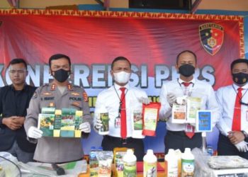 Polda Lampung Pupuk Padat dan Cair Ilegal di Pringsewu
