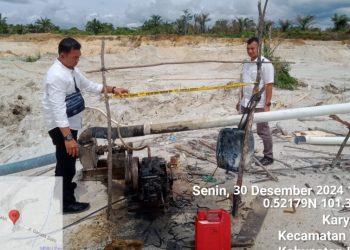 Polsek Tapung Segel Tambang Ilegal di Karya Indah Kampar